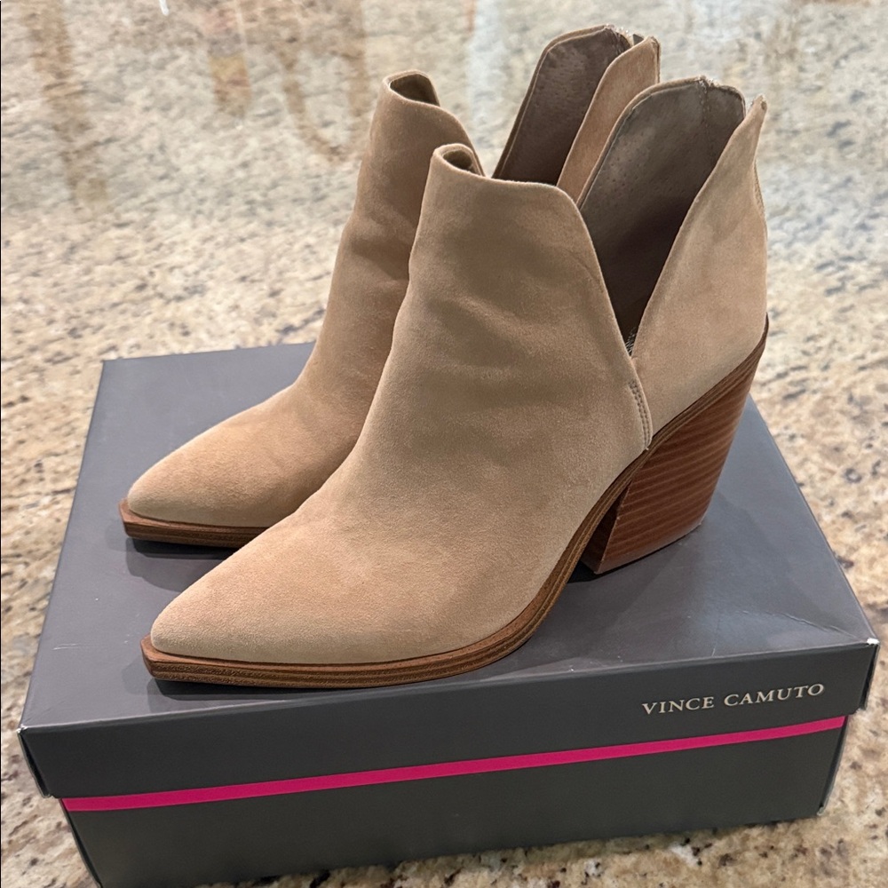Vince Camuto Tan Suede Ankle Booties